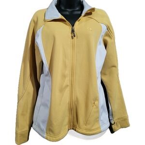 Nike ACG Thermal Layer Full Zip Sweater Size L Yellow/White Mock Neck Activewear